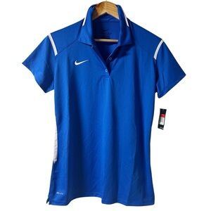 Nike Women's Team Gameday Short Sleeve Blue Polo with White Accents Sz. L NWT